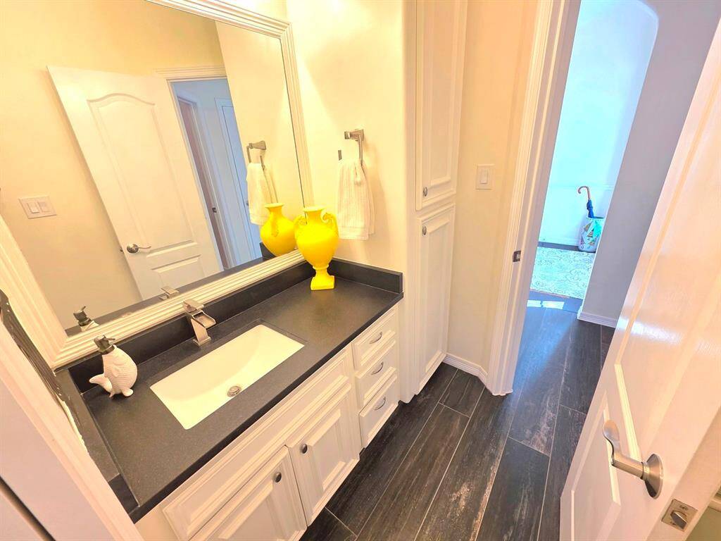 Separate vanity area of guest bath
