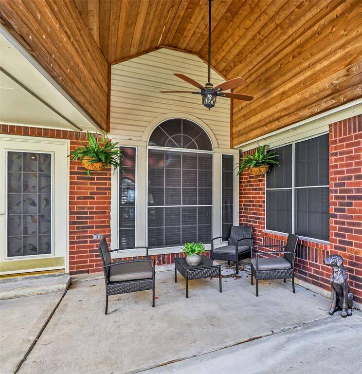 Custom woodwork on the arched, covered patio!!