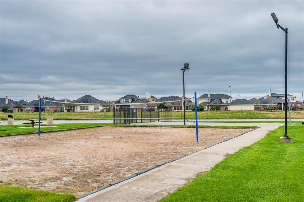 Volleyball court overlooking the lake