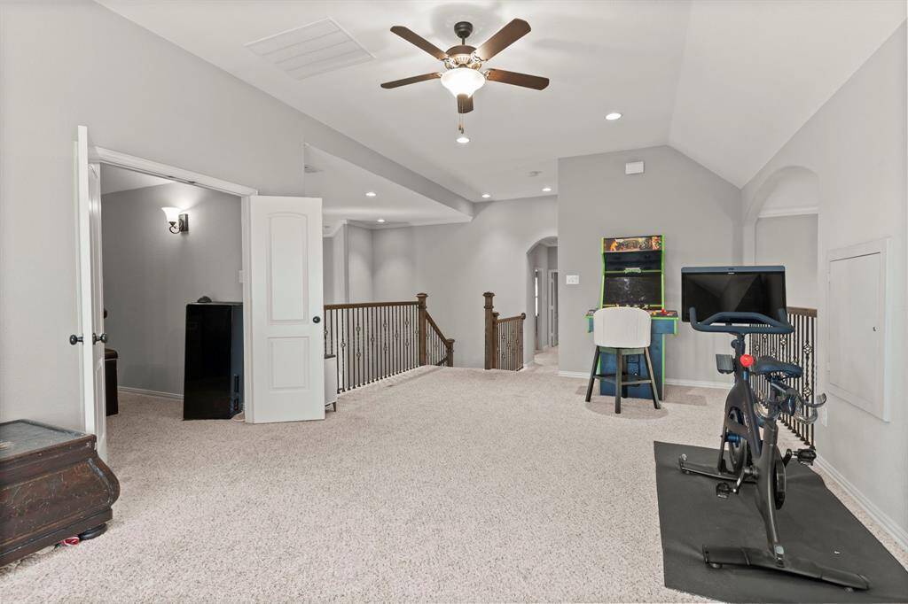 View into the entry to the media room.