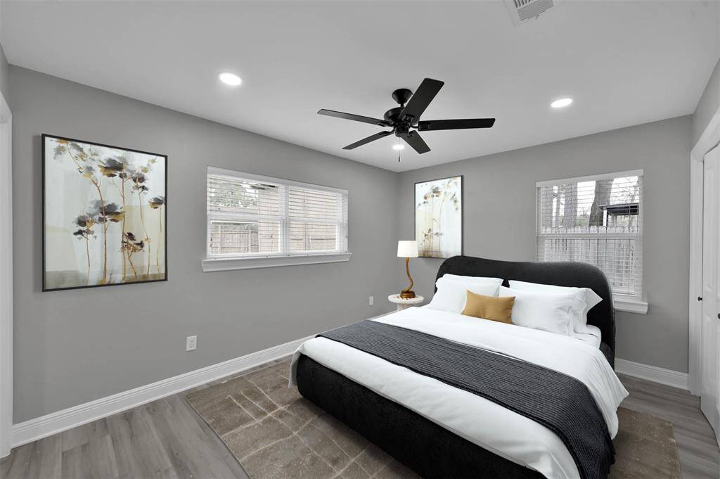 Primary Bedroom digitally staged.