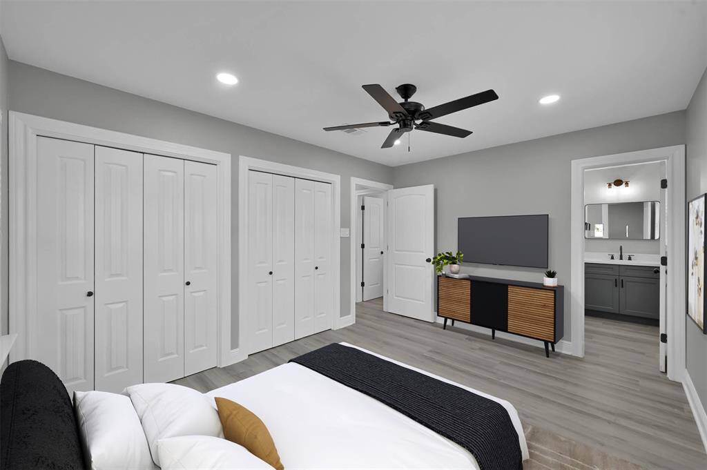Alternative view of primary bedroom. (Closet doors on the left side.)