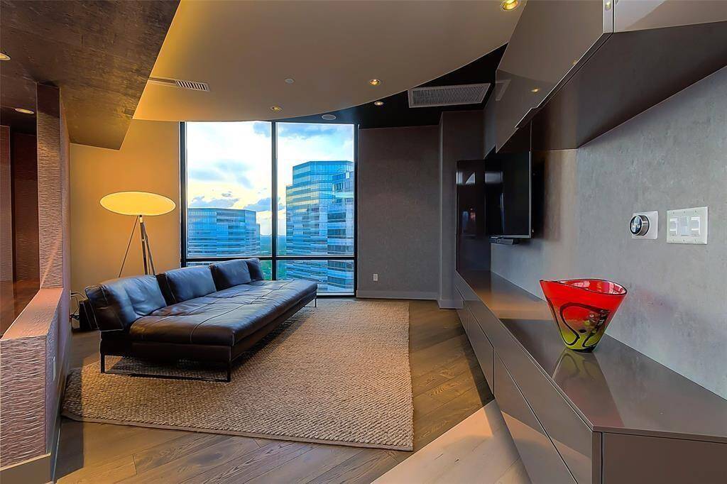 TV area with Blackout Shades, Roche Bobois Built ins!