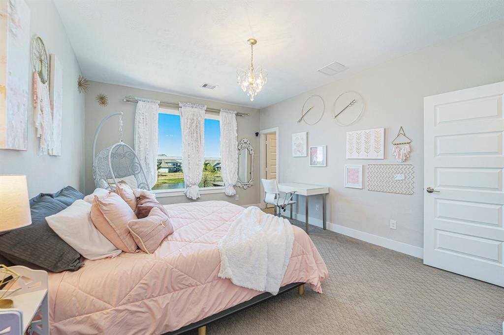 Both kids’ bedrooms are equipped with electric blackout curtains, oversized closets, and ample space for comfort and functionality.