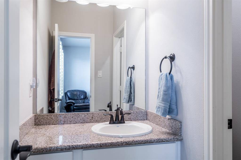 Each vanity has granite countertops and neutral tones, making them go with any decor!