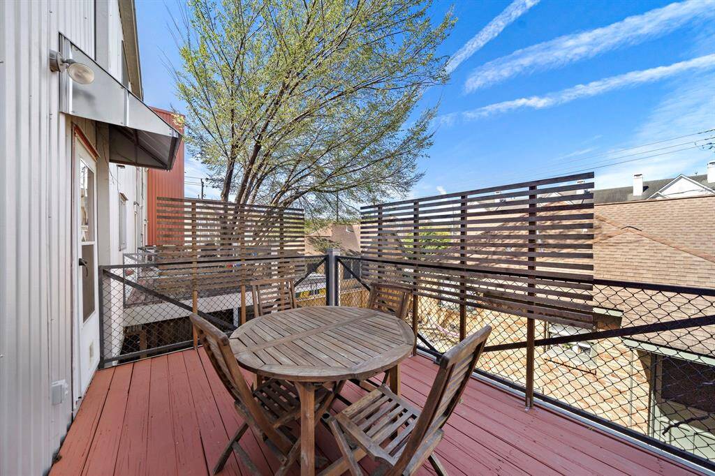 The large deck sits just off the kitchen area.