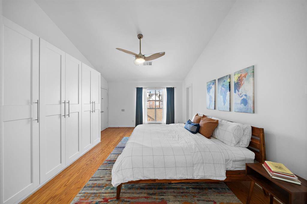 The walk-in closet is already quite large, but the built-in closet unit allows for more storage space.