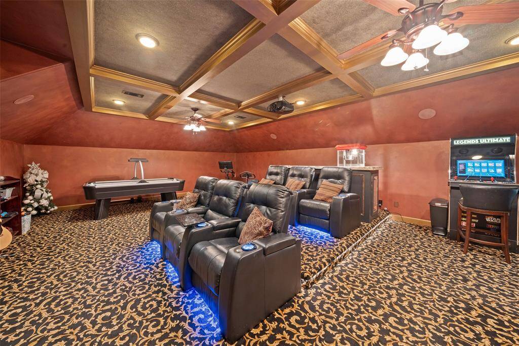 WOW ONE OF-A-KIND MEDIA ROOM WITH PROJECTOR, SUPERSTAR LOUNGE CHAIRS, WINE HOLDERS, LIGHTING...