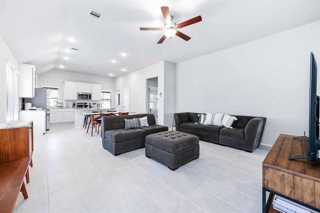 Roomy and efficient open living/dining/kitchen space.