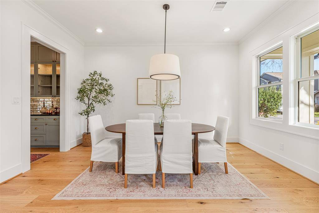 Another view of the dining room, where modern sophistication meets timeless charm—perfect for hosting in style.