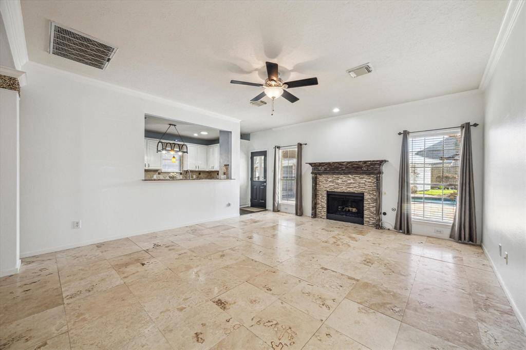 Open living room with tons of natural lighting