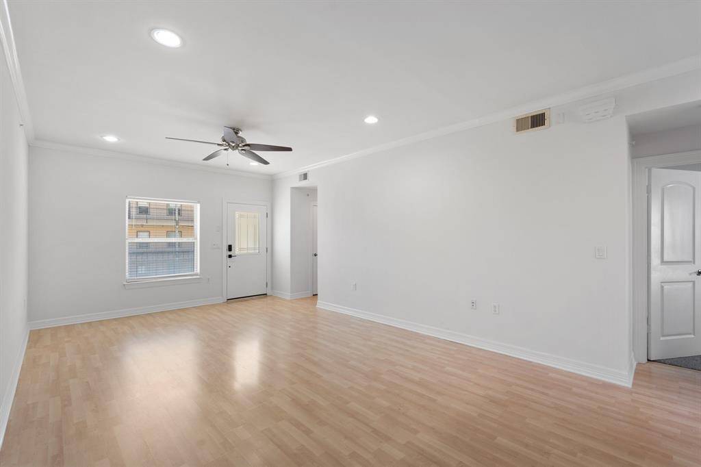 Upon entering is the spacious living room.