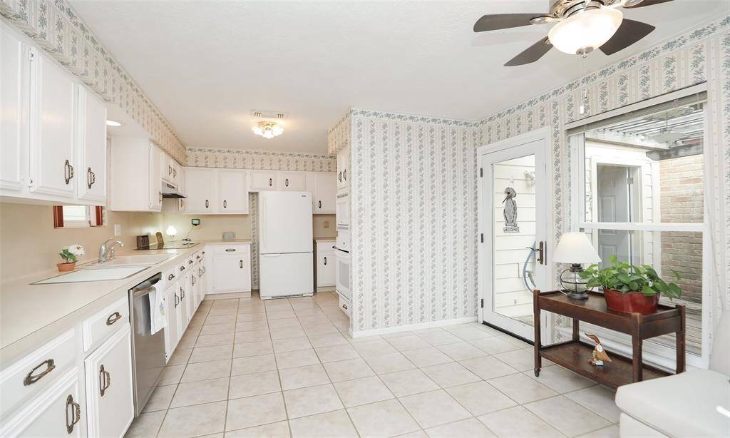 As you enter the kitchen from the dining room.