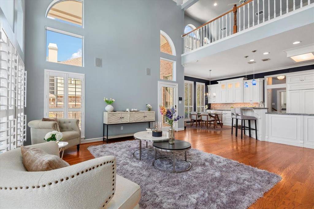 This is a great shot looking into the family room, breakfast room & kitchen.