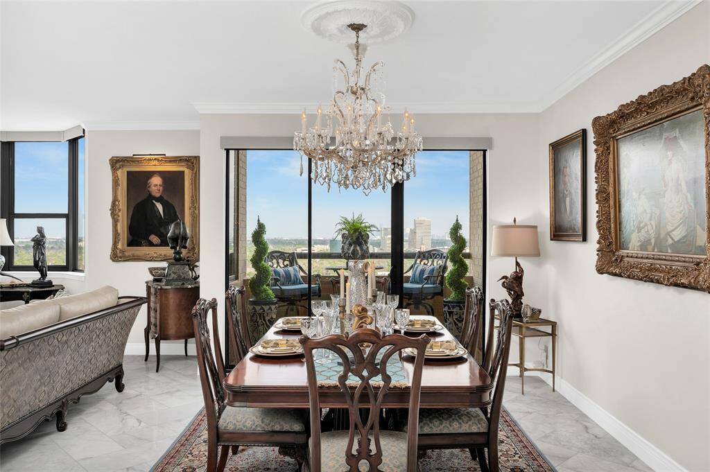 Another view of the dining room looking out the balcony doors to the east.