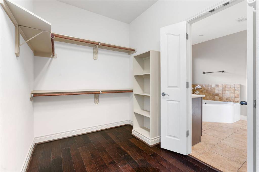 Primary closet is large.  Plenty of space for your clothes, shoes and miscellaneous things.