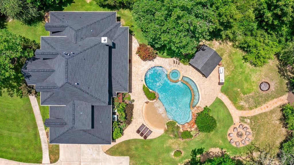 Back aerial view.  This lot provides a lot of privacy.  Greenbelt lot