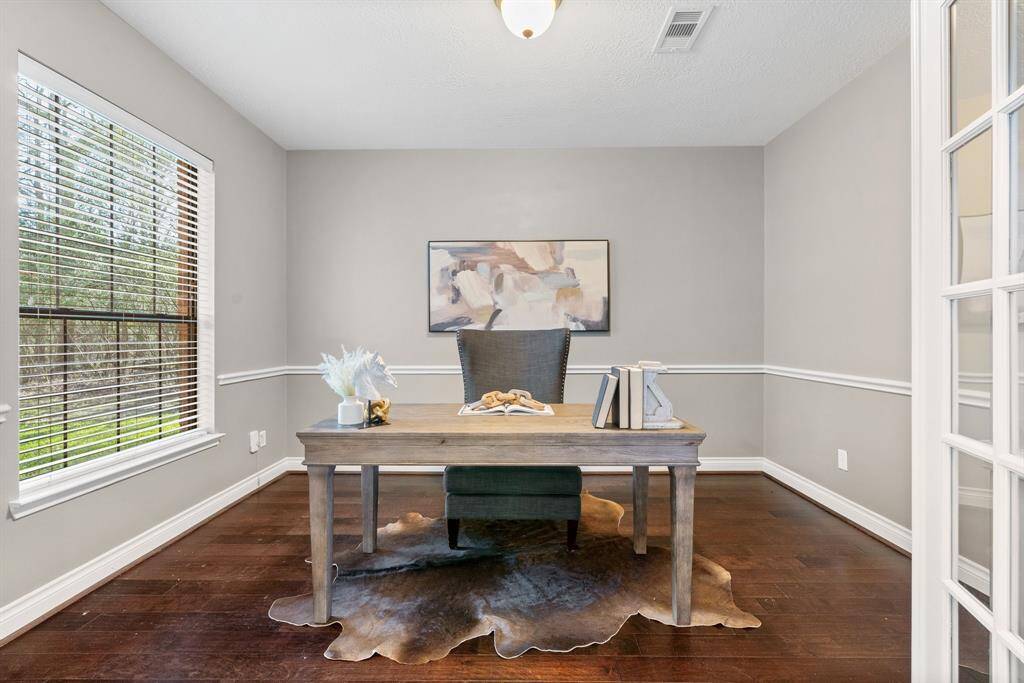 Study is located close to the front door. The living area is at the back of the house keeping your study more private.
