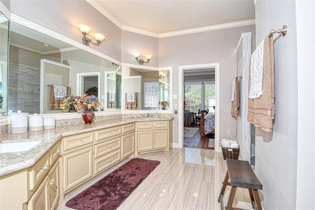 Primary Bath with double sinks and cabinets