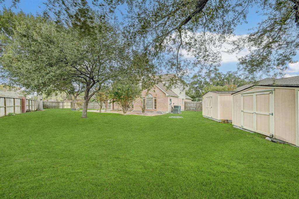 View of the two large storage units in the backyard.