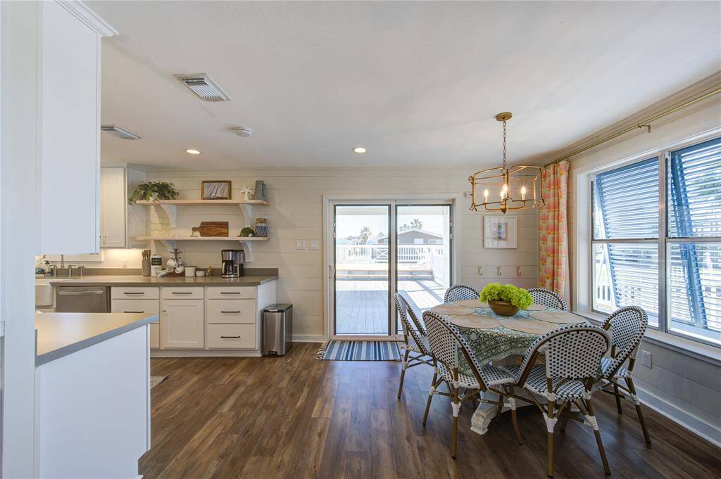 Dining area on right. Kitchen on left.