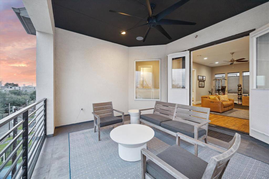 Generous 4th-floor covered terrace with gas hookup for effortless outdoor living.