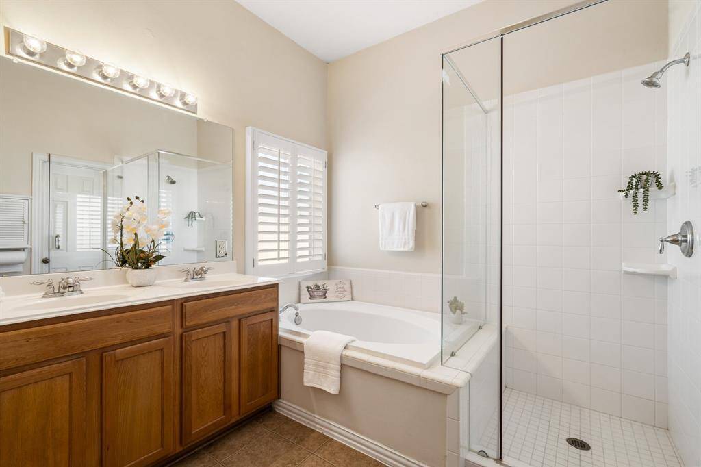 Primary bath with soaking tub and stand alone shower