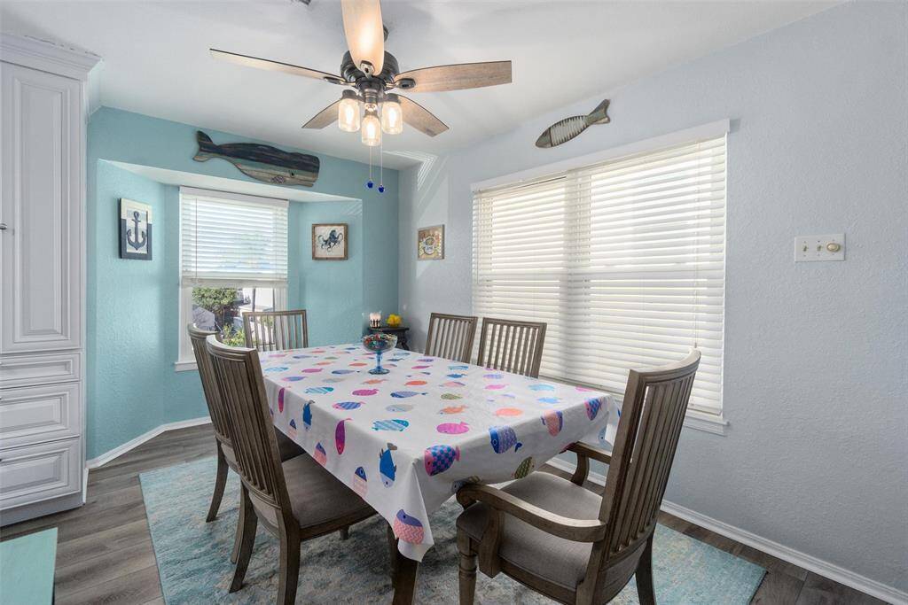 Updated kitchen with new stainless steel appliances.