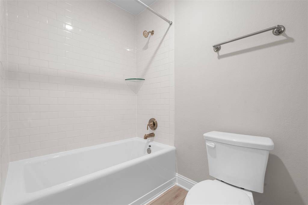 Subway tile in the secondary shower