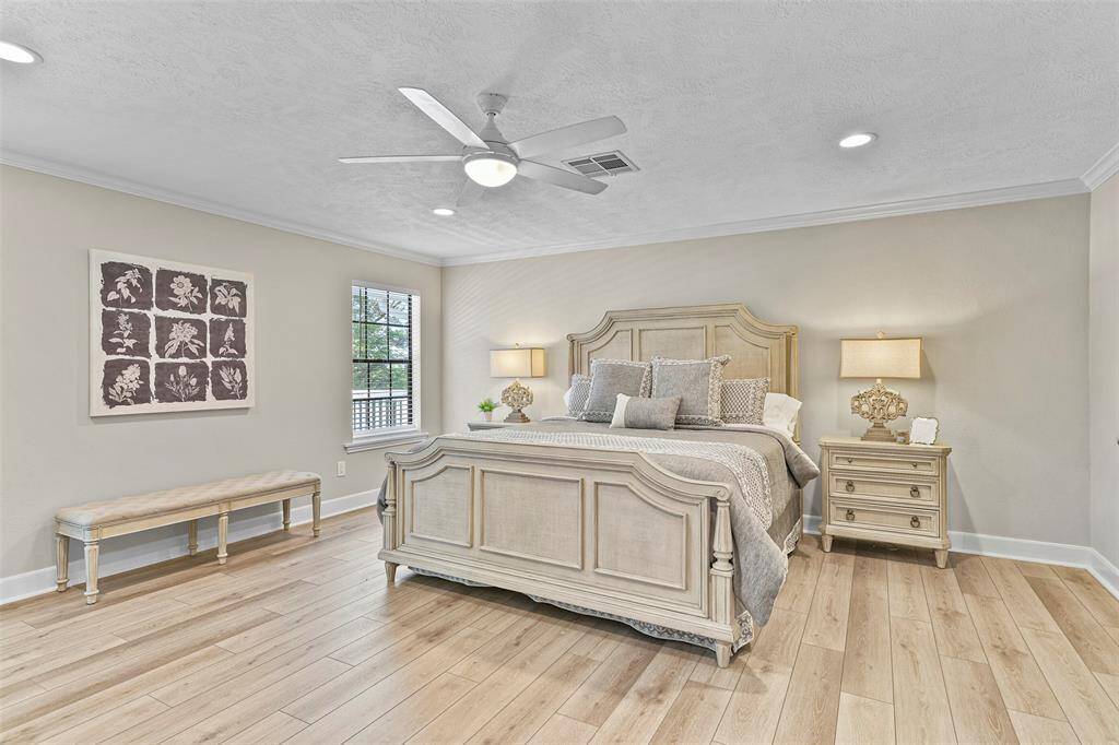 The primary bedroom is located on the north east side of the home.