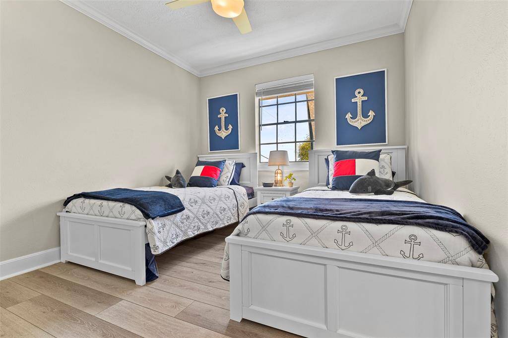 Across from the primary bedroom is a guest bedroom located on the south east side of the home.