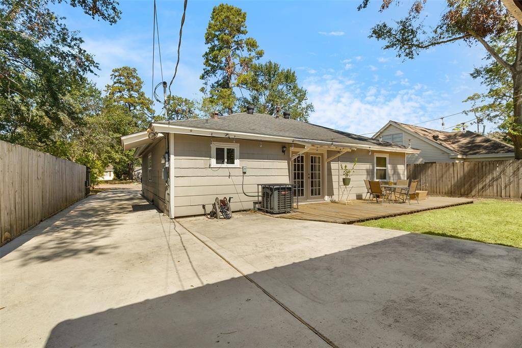 Double doors from dining room open to deck in back