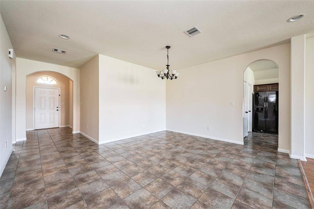 High ceiling and tiles.