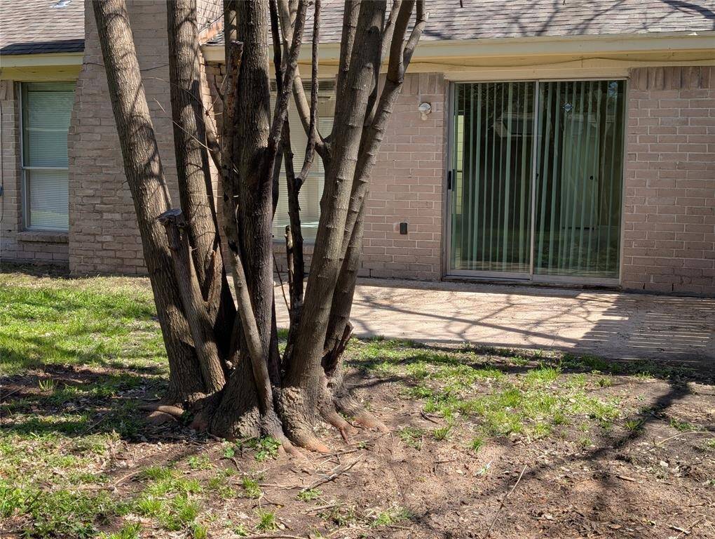 Back yard showing house from fence area.