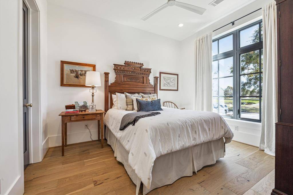 Downstairs serene guest suite with dreamy views of Brays Bayou.