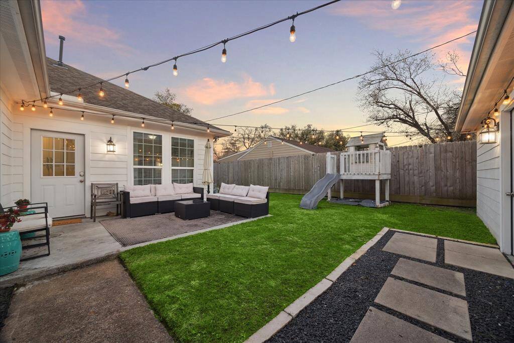 What a back yard!  You'll enjoy a cup of coffee in the morning or a glass of wine in the evening while hanging out on the back patio
