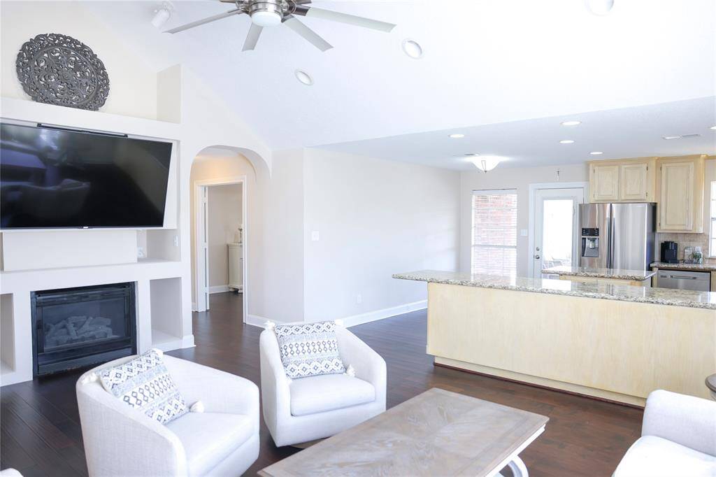 Living area open to the kitchen.