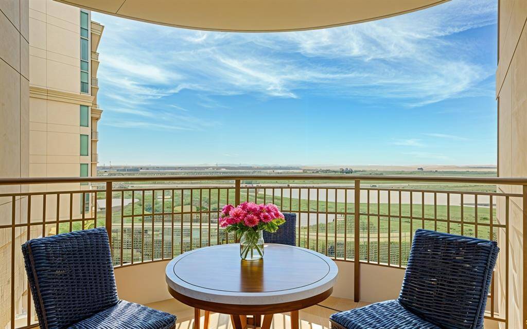 The balcony off of the kitchen and dining area has fantastic views of the bay and wetlands.