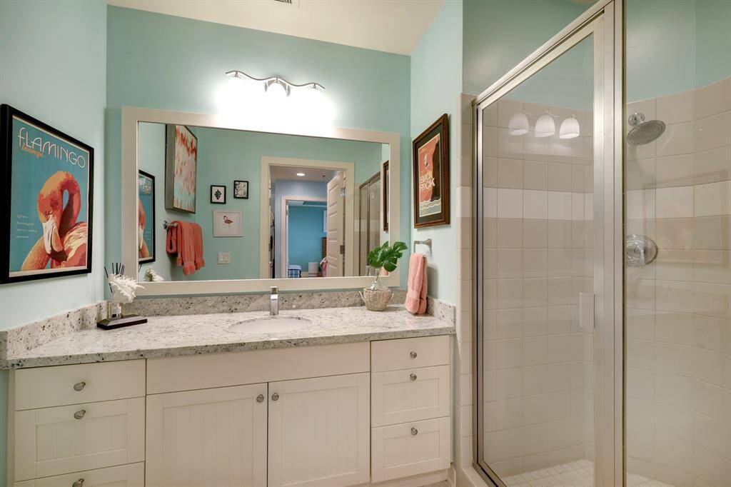 A third bath is easily accessible to the third bedroom and your guests.