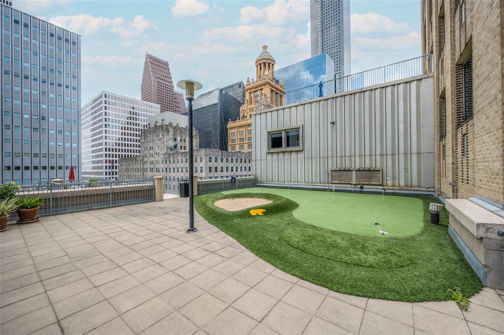 The putting green on Commerce Towers rooftop! A wonderful place to practice your golfing skills!