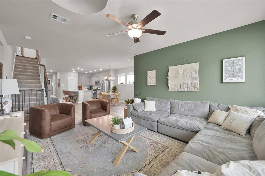 This angle highlights the seamless flow and connection between the rooms.