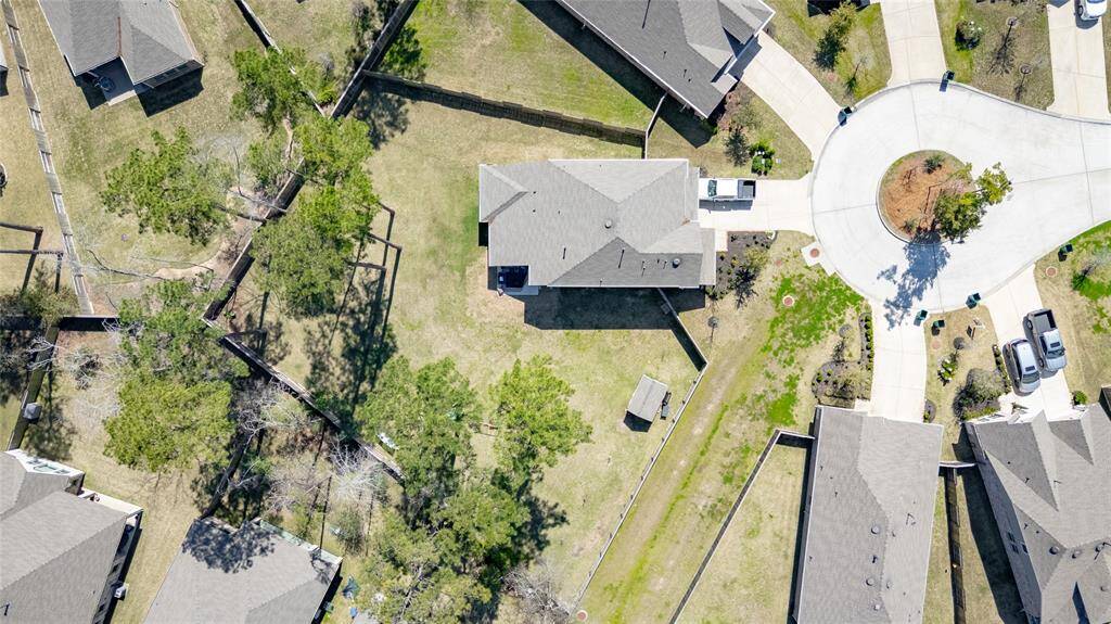 Birds eye view of the backyard.
