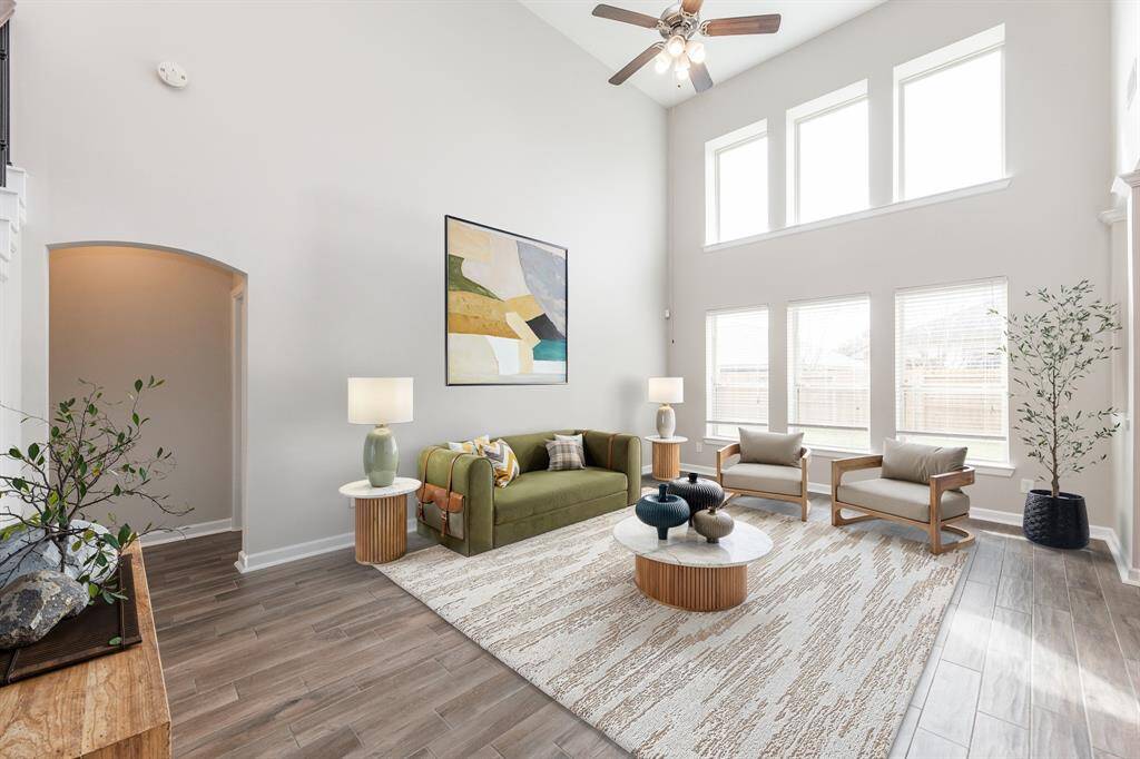 Virtual staged living room.