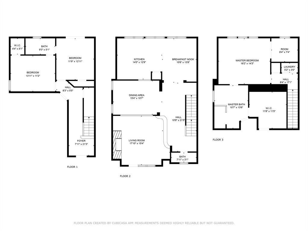 Floor plan for all three levels.