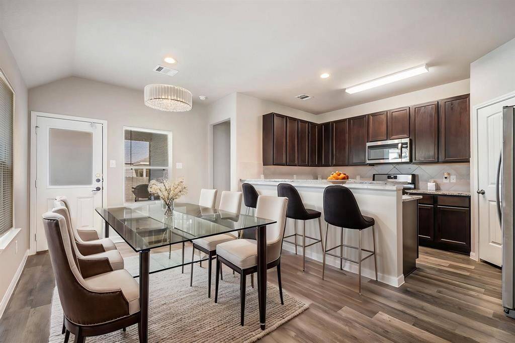 Virtual Staging to show the versatile dining and bar area