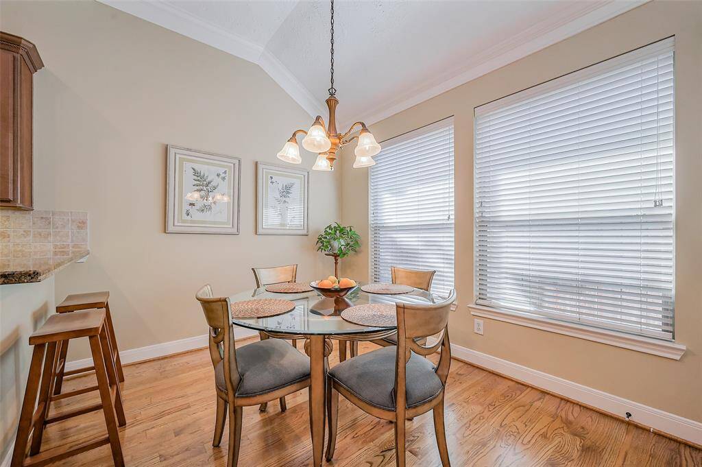 Breakfast area and bar seating complete this open kitchen.