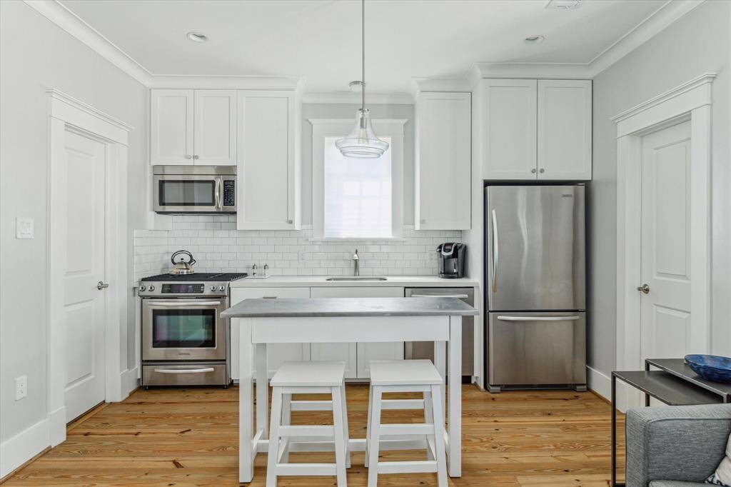 A view of the guest house kitchen.