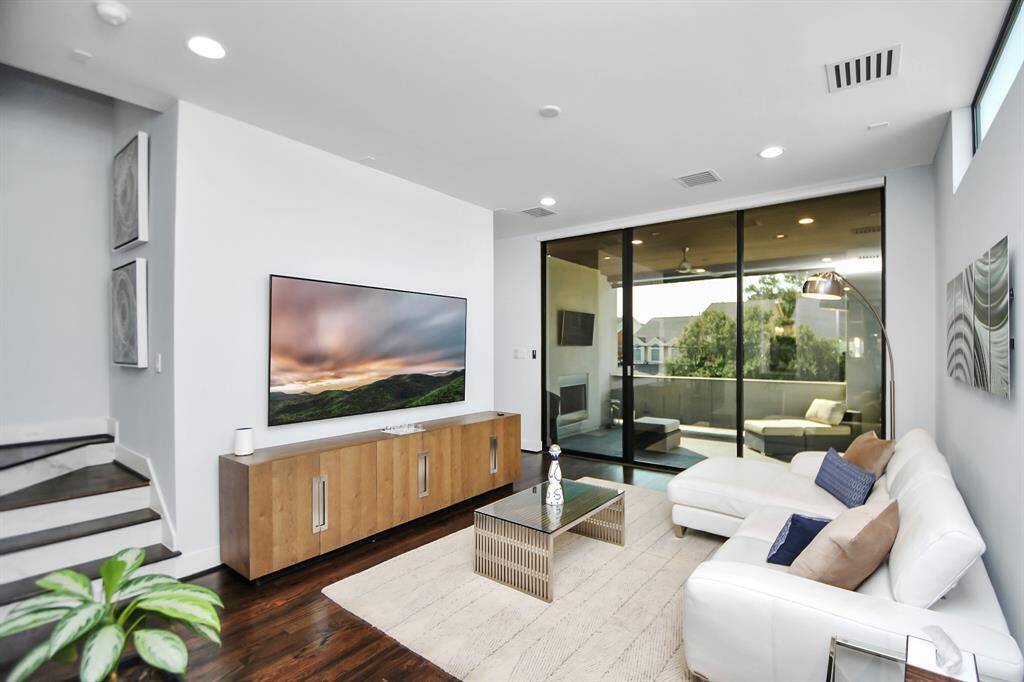 Living area floors tinted sliding doors