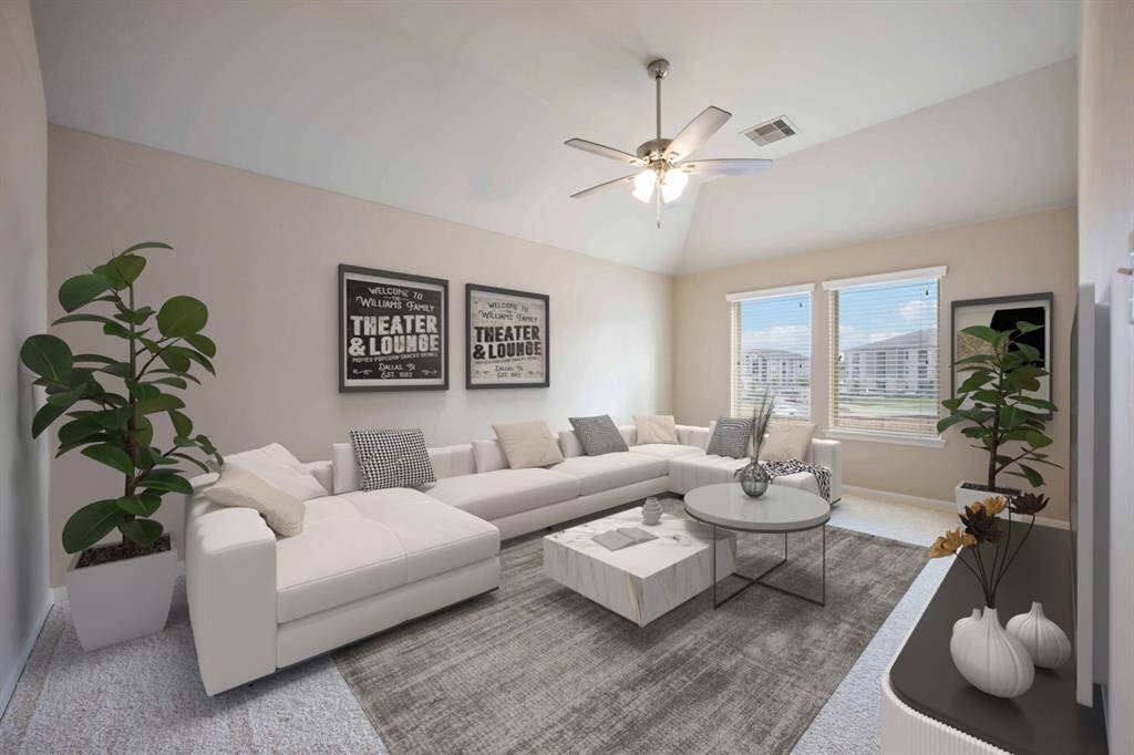 Virtually staged theater room/flex room