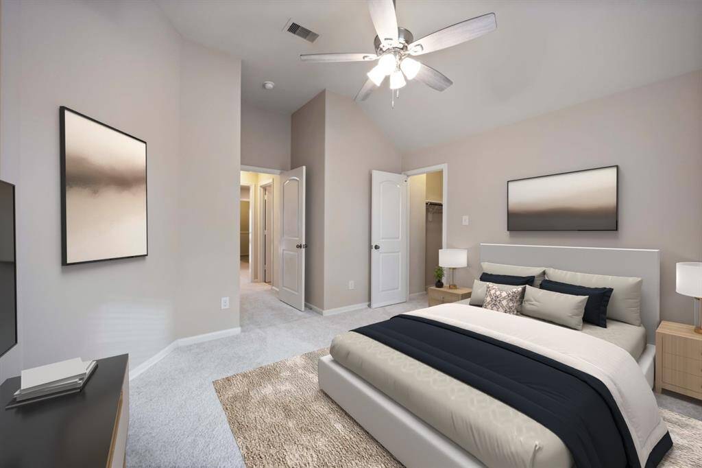 Virtually staged upstairs bedroom